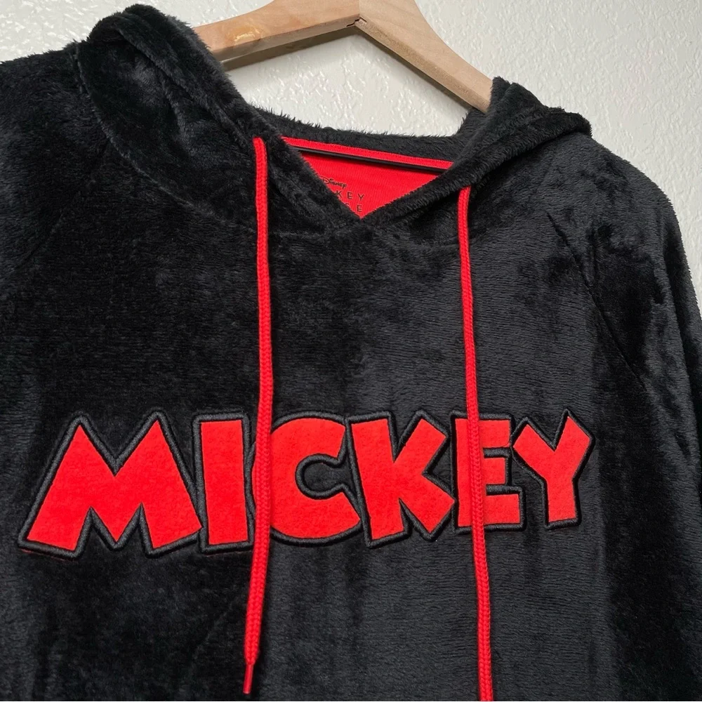 NWT Disney Women's Mickey Mouse Sleep Lounger Black and Red Fleece Hoodie - Picture 5 of 15